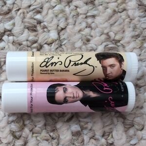 Elvis Presley Lip Balm Set Of 2 - Peanut Butter Banana & Peppermint SEALED!